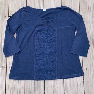 J. Crew navy 3/4 length sleeve peasant top size S